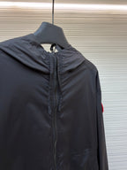 Black Nylon Patch Hooded - Men's