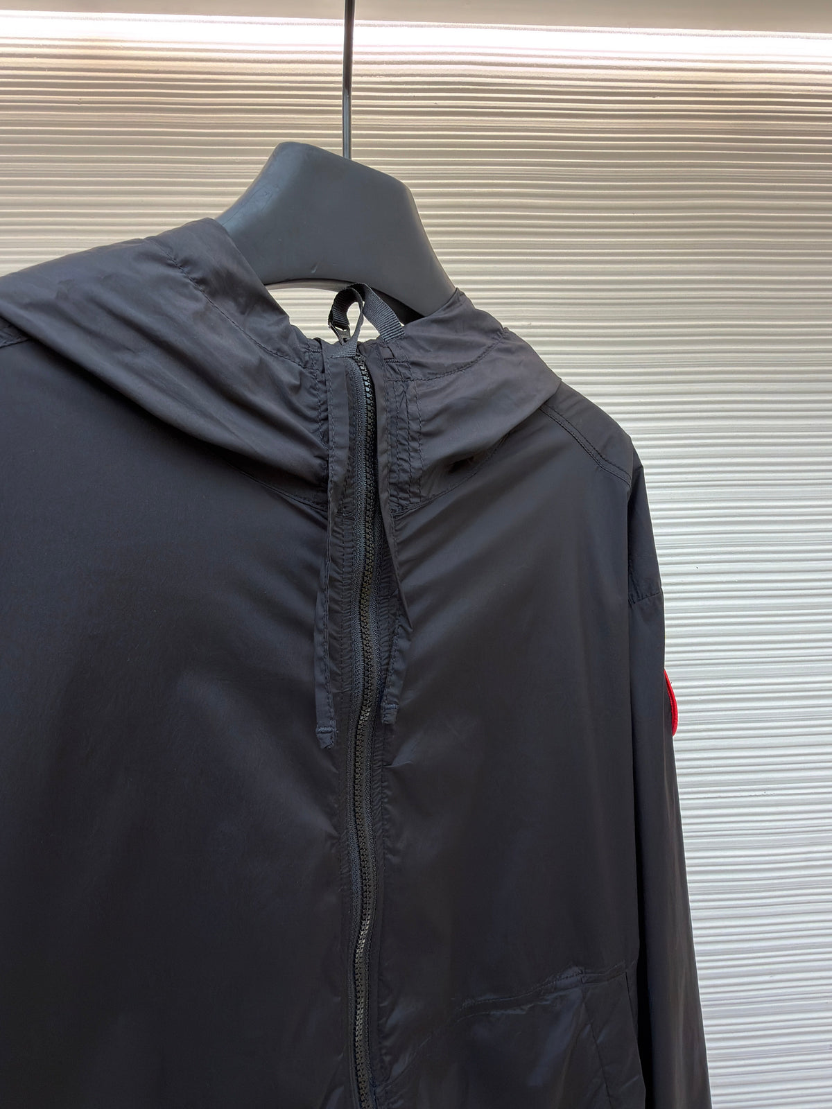 Black Nylon Patch Hooded - Men's