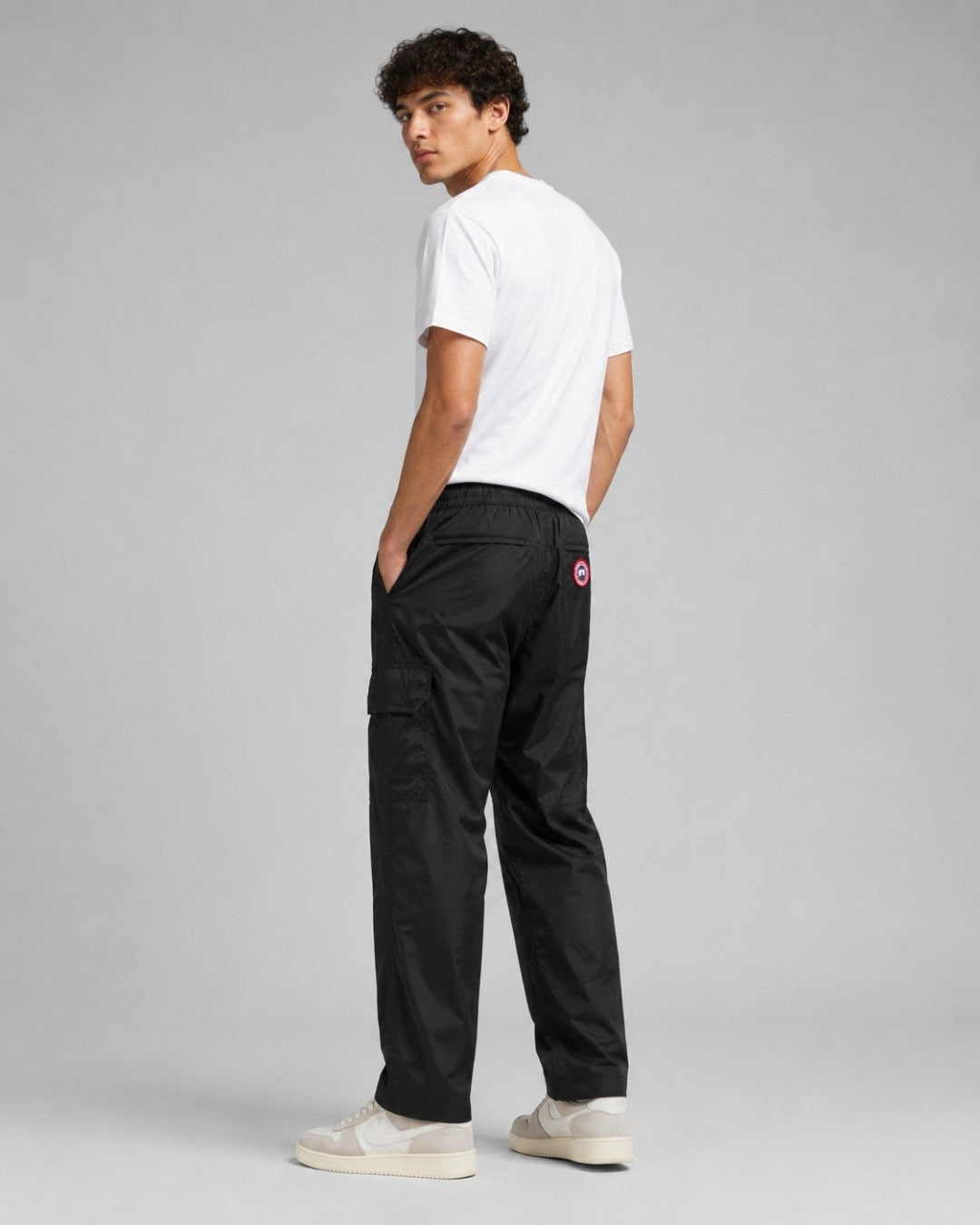 Black Cotton Plain Cargo - Men's