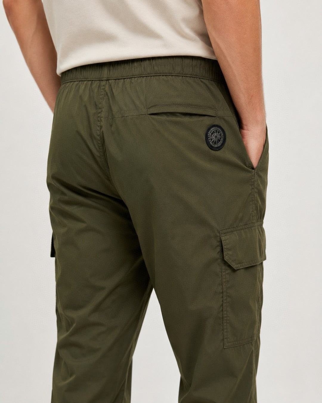 Black Cotton Plain Cargo - Men's