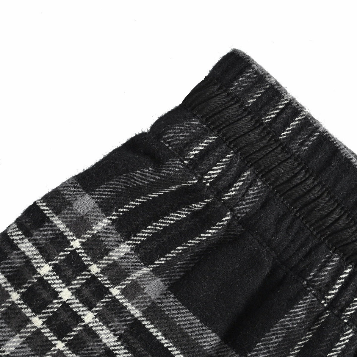 Black Wool Check Straight - Men's