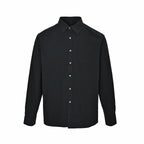Black Cotton Plain Long-Sleeve - Men's