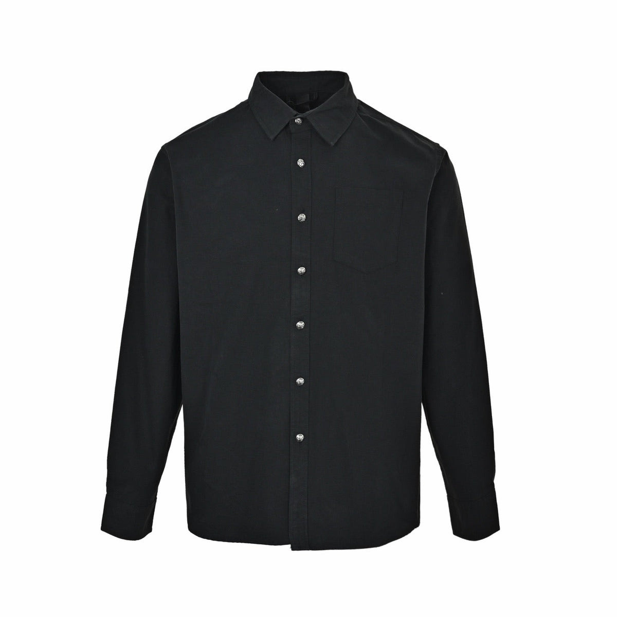Black Cotton Plain Long-Sleeve - Men's
