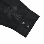Black Cotton Plain Long-Sleeve - Men's