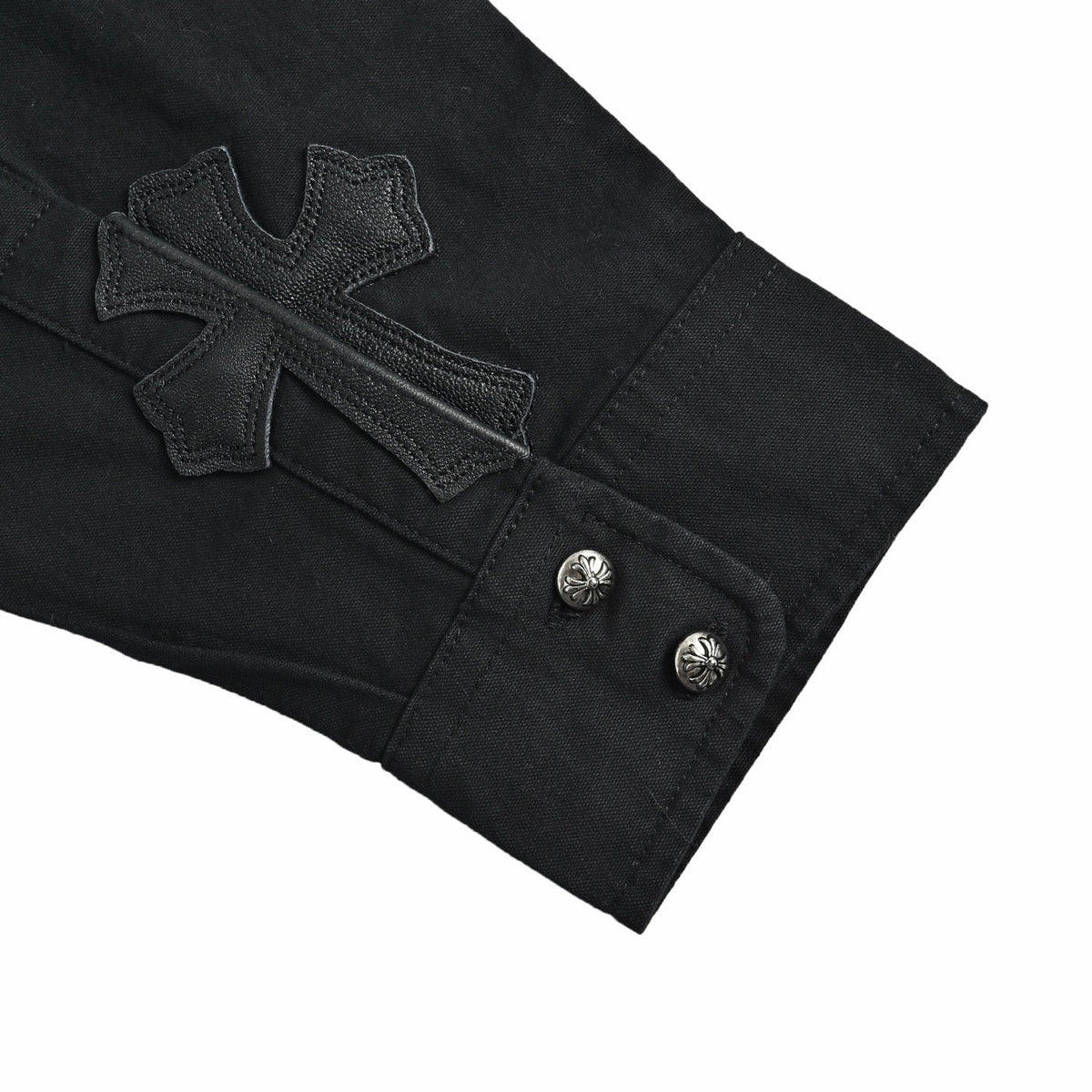 Black Cotton Plain Long-Sleeve - Men's