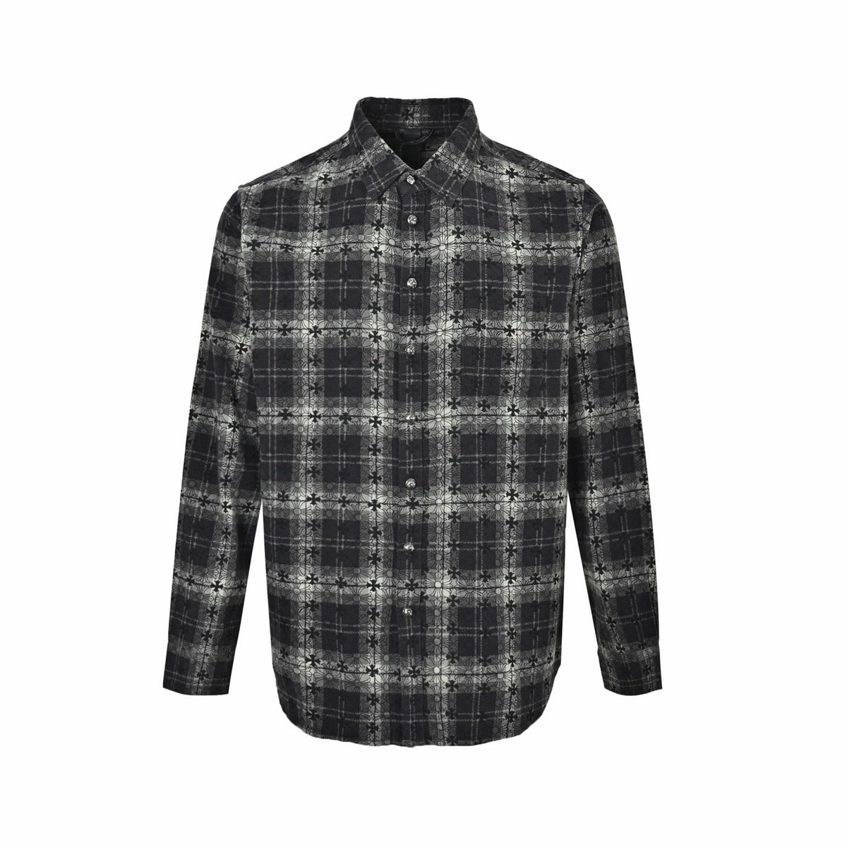 Black Cotton Check Long-Sleeve - Men's