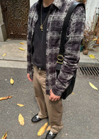 Black Cotton Check Long-Sleeve - Men's