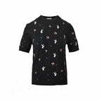 Black Knit Embroidered Short-Sleeve - Men's