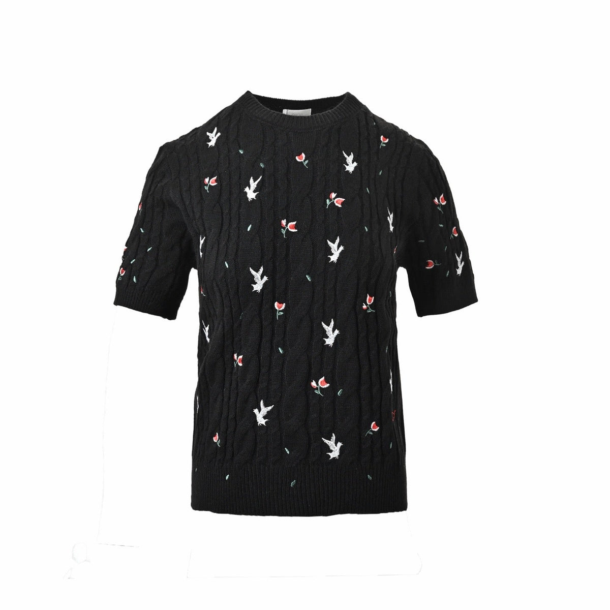 Black Knit Embroidered Short-Sleeve - Men's