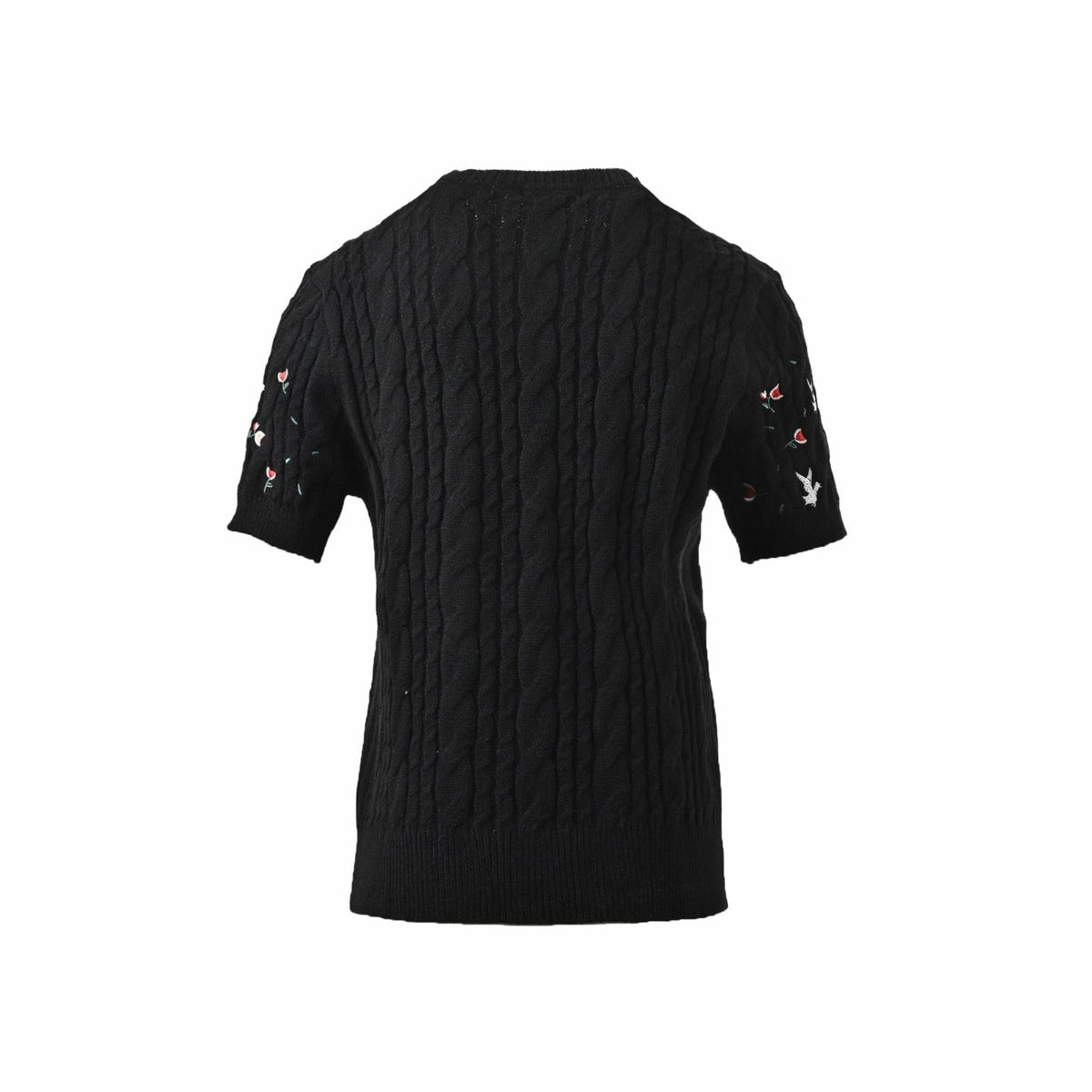Black Knit Embroidered Short-Sleeve - Men's