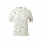 Black Knit Embroidered Short-Sleeve - Men's