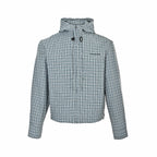Cream Wool Check Hooded - Women's