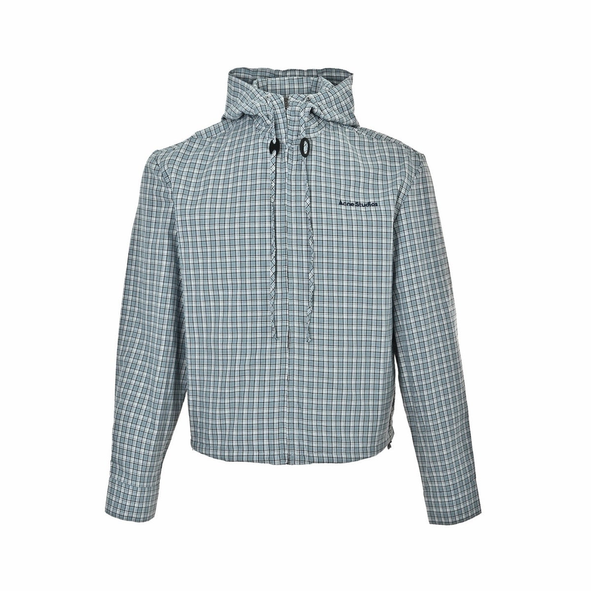 Cream Wool Check Hooded - Women's