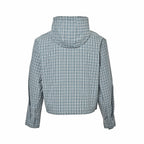 Cream Wool Check Hooded - Women's