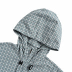 Cream Wool Check Hooded - Women's