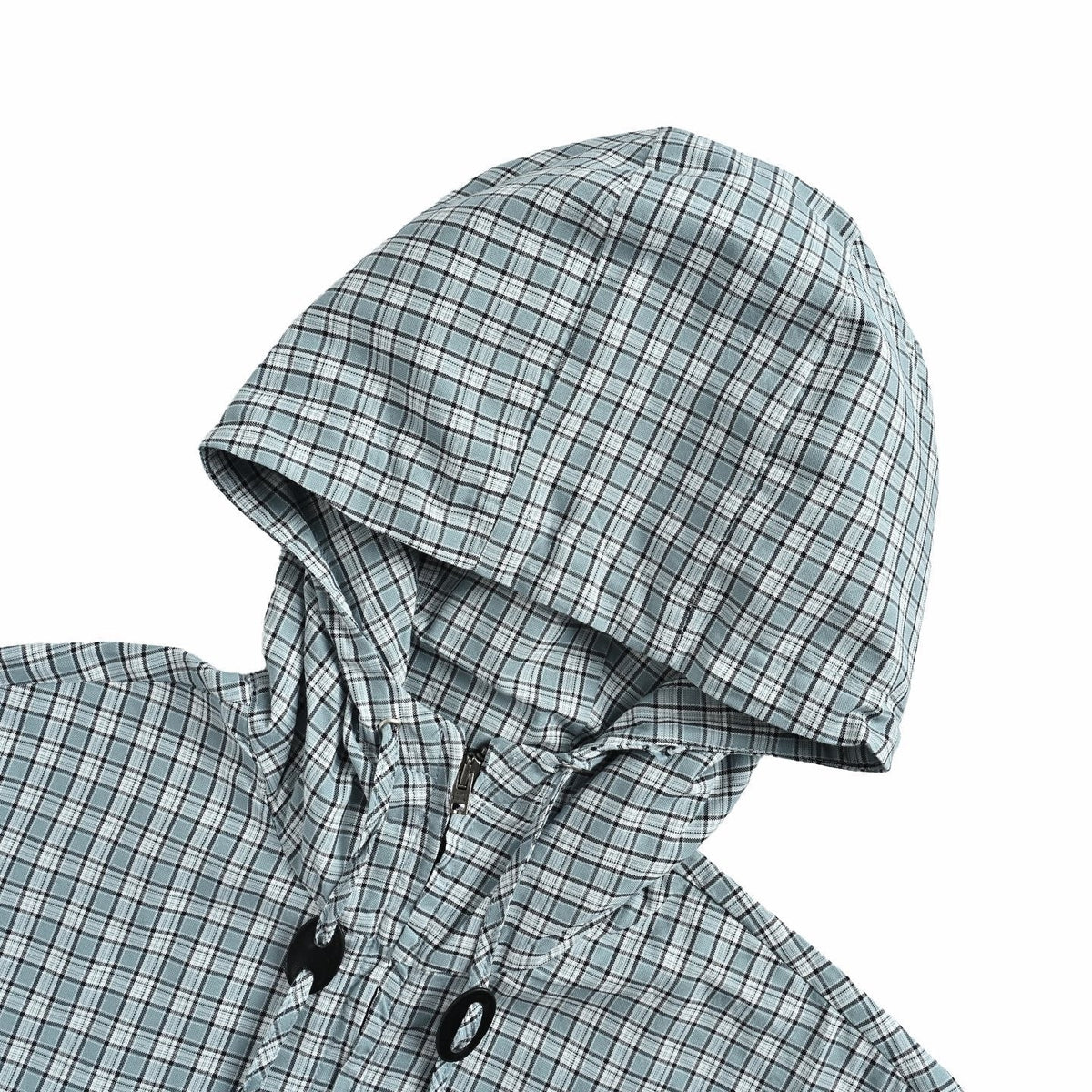 Cream Wool Check Hooded - Women's