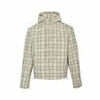 Cream Wool Check Hooded - Women's