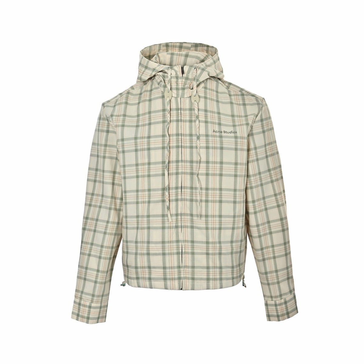 Cream Wool Check Hooded - Women's