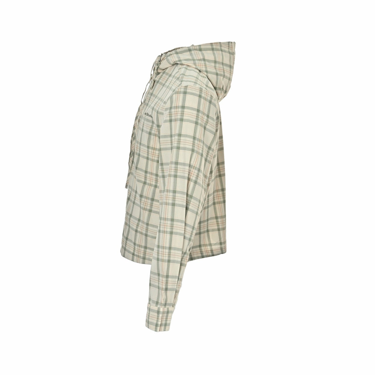 Cream Wool Check Hooded - Women's