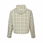 Cream Wool Check Hooded - Women's