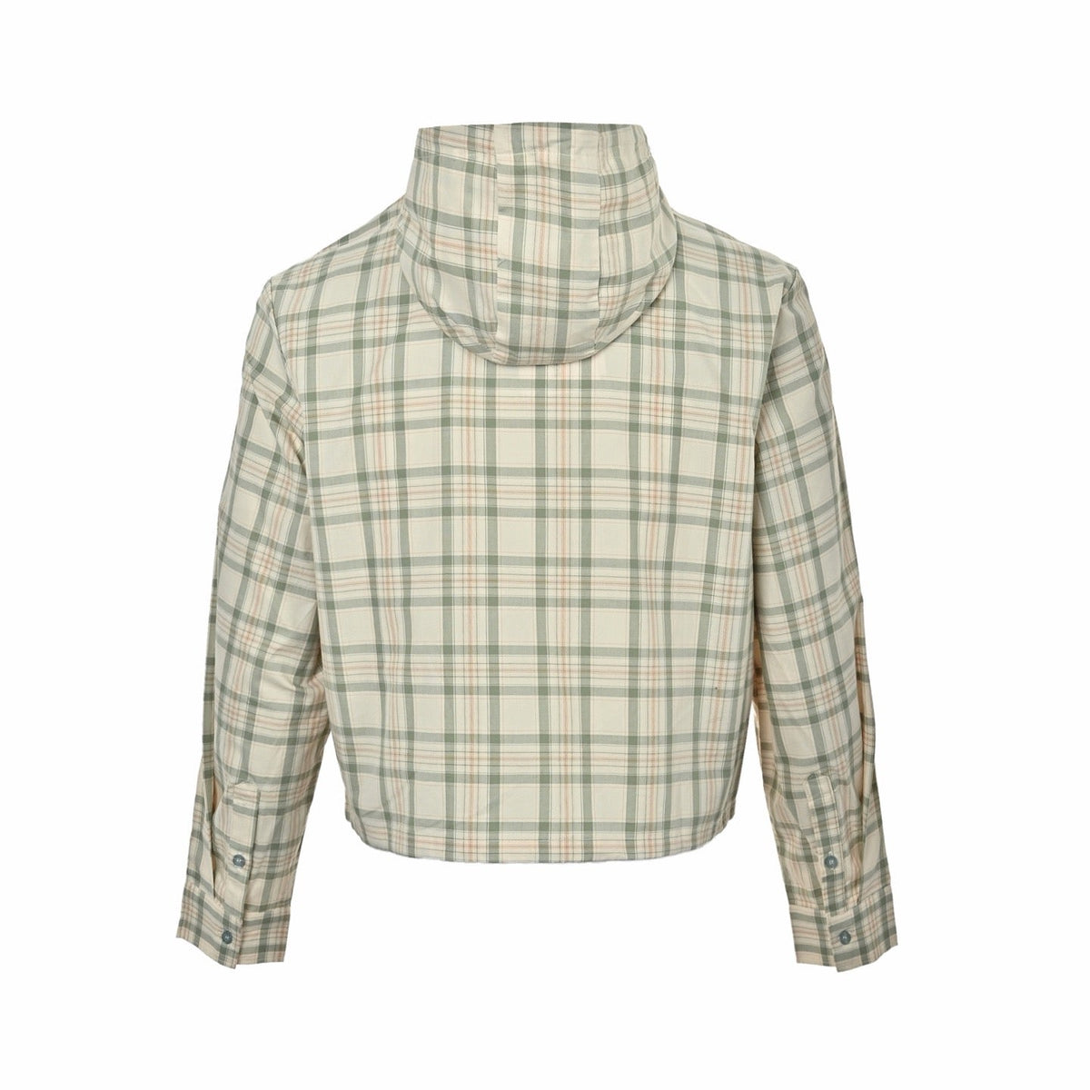 Cream Wool Check Hooded - Women's