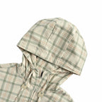 Cream Wool Check Hooded - Women's