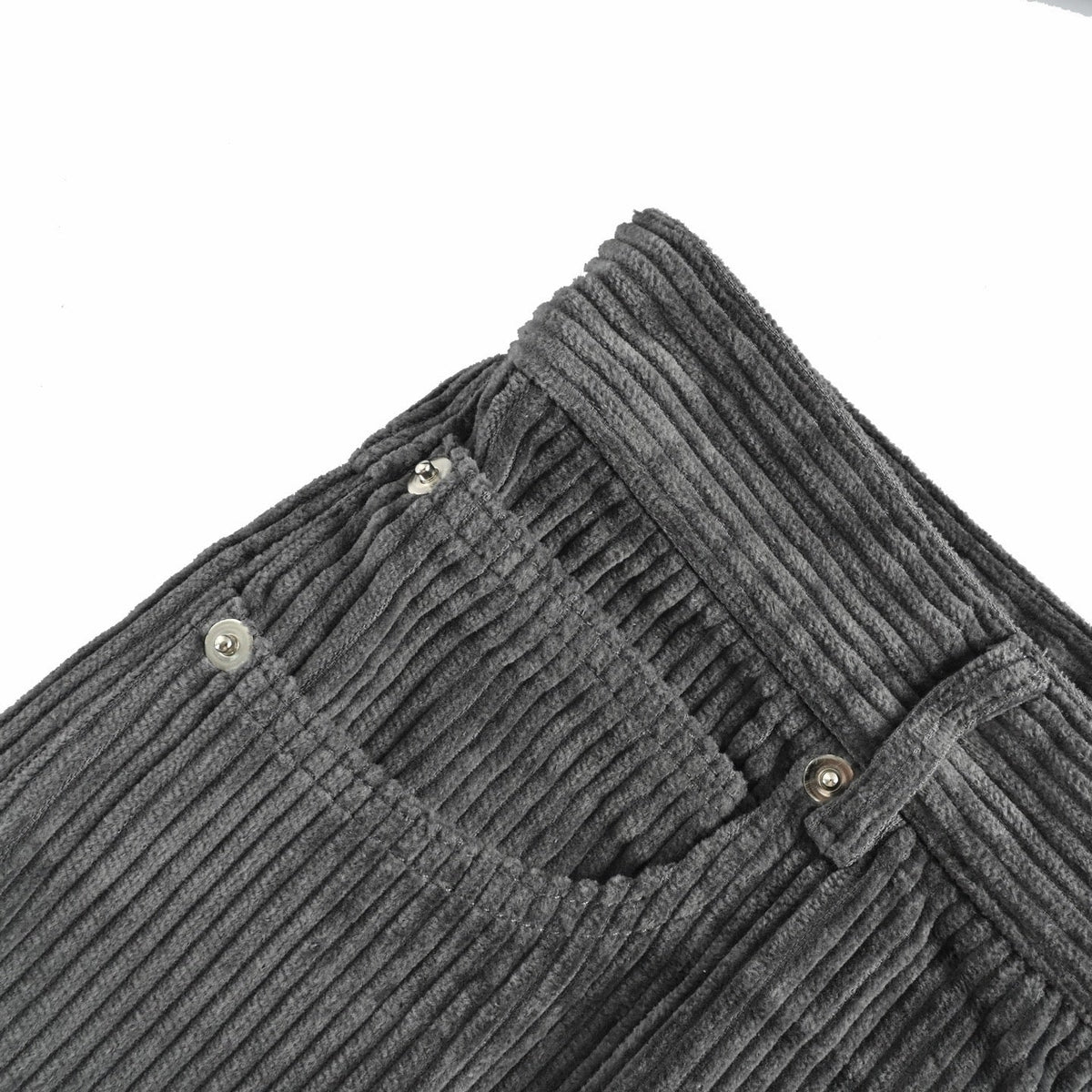 Grey Corduroy Plain Straight - Men's