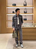 Grey Corduroy Plain Straight - Men's