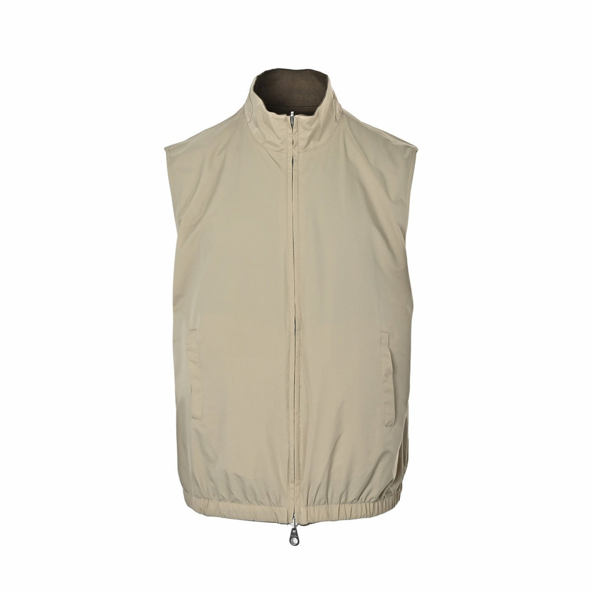 Beige Nylon Plain Gilet - Men's
