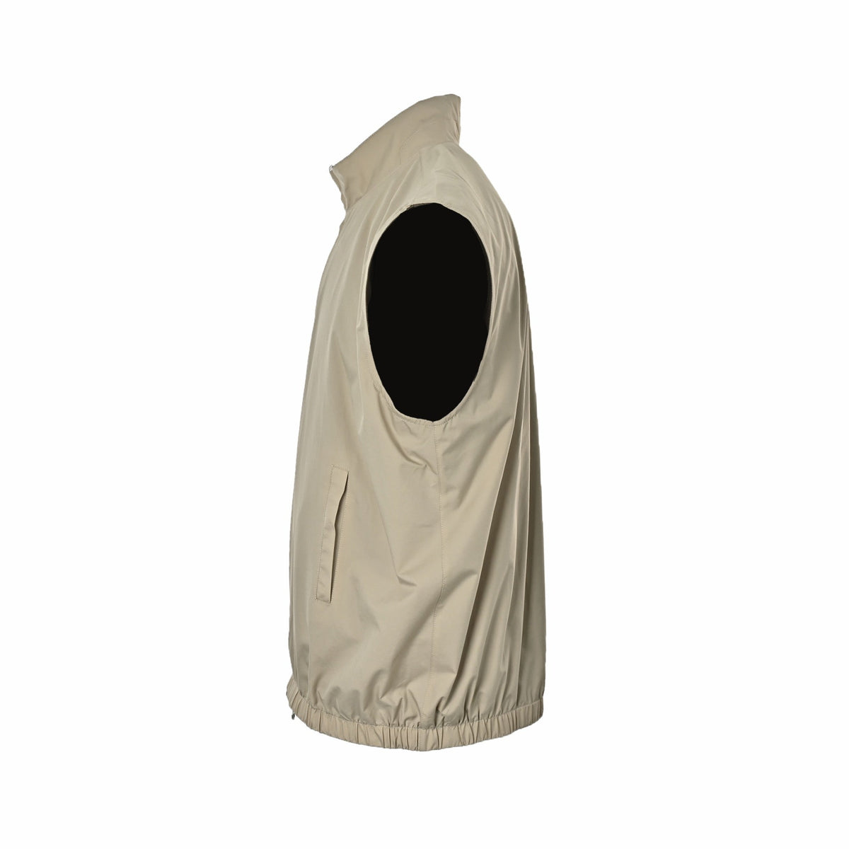 Beige Nylon Plain Gilet - Men's