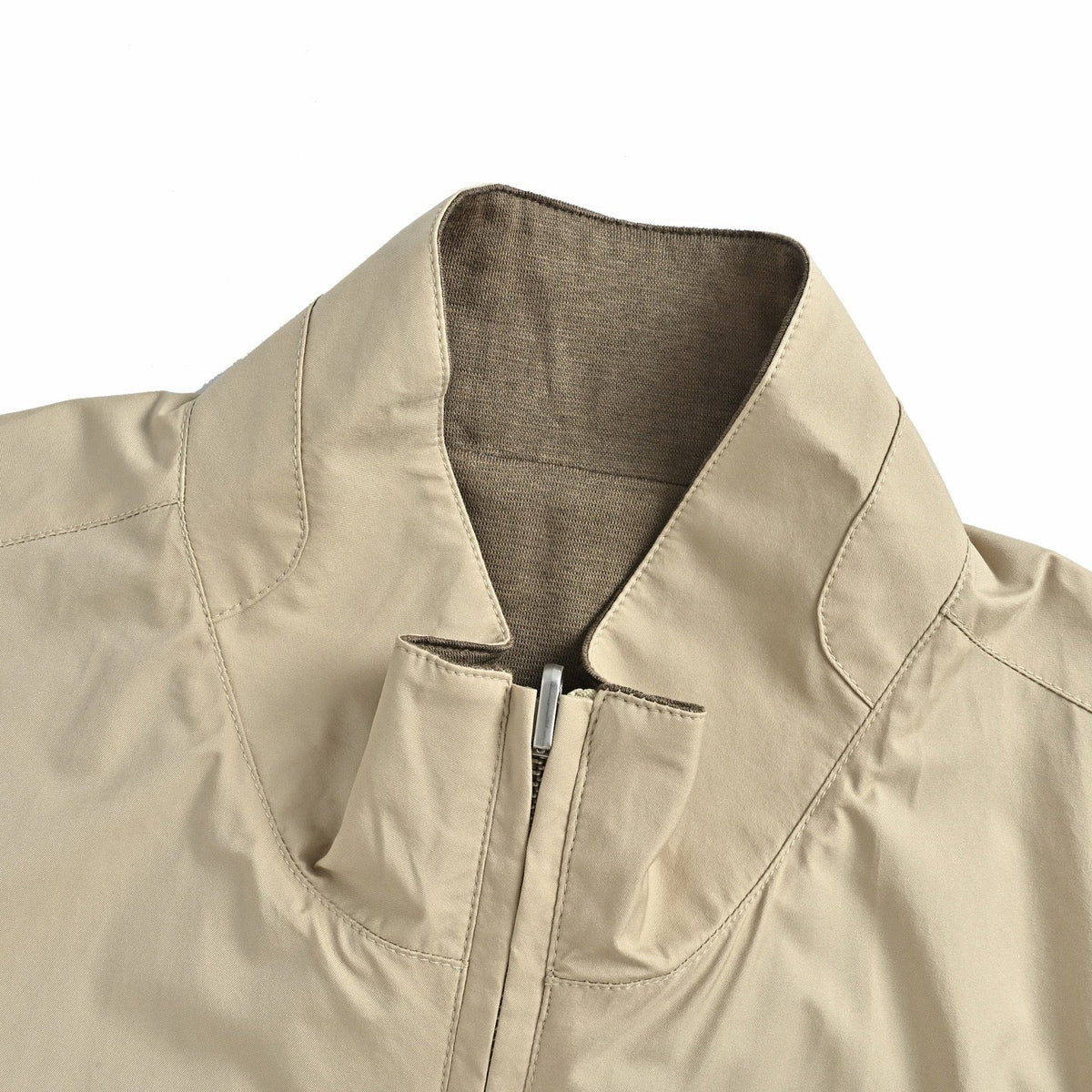 Beige Nylon Plain Gilet - Men's