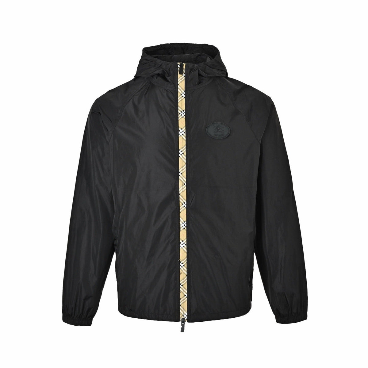 Black Nylon Contrast Cord Hooded - Men's