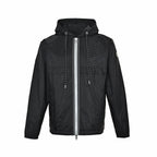 Black Nylon Contrast Zip Hooded - Men's