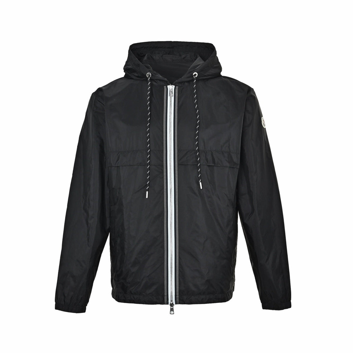 Black Nylon Contrast Zip Hooded - Men's