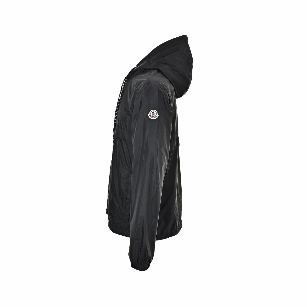 Black Nylon Contrast Zip Hooded - Men's