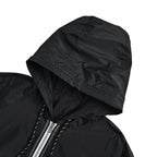 Black Nylon Contrast Zip Hooded - Men's