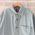 Blue Cotton Striped Short-Sleeve - Men's