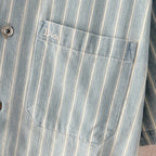 Blue Cotton Striped Short-Sleeve - Men's