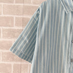 Blue Cotton Striped Short-Sleeve - Men's
