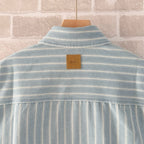 Blue Cotton Striped Short-Sleeve - Men's