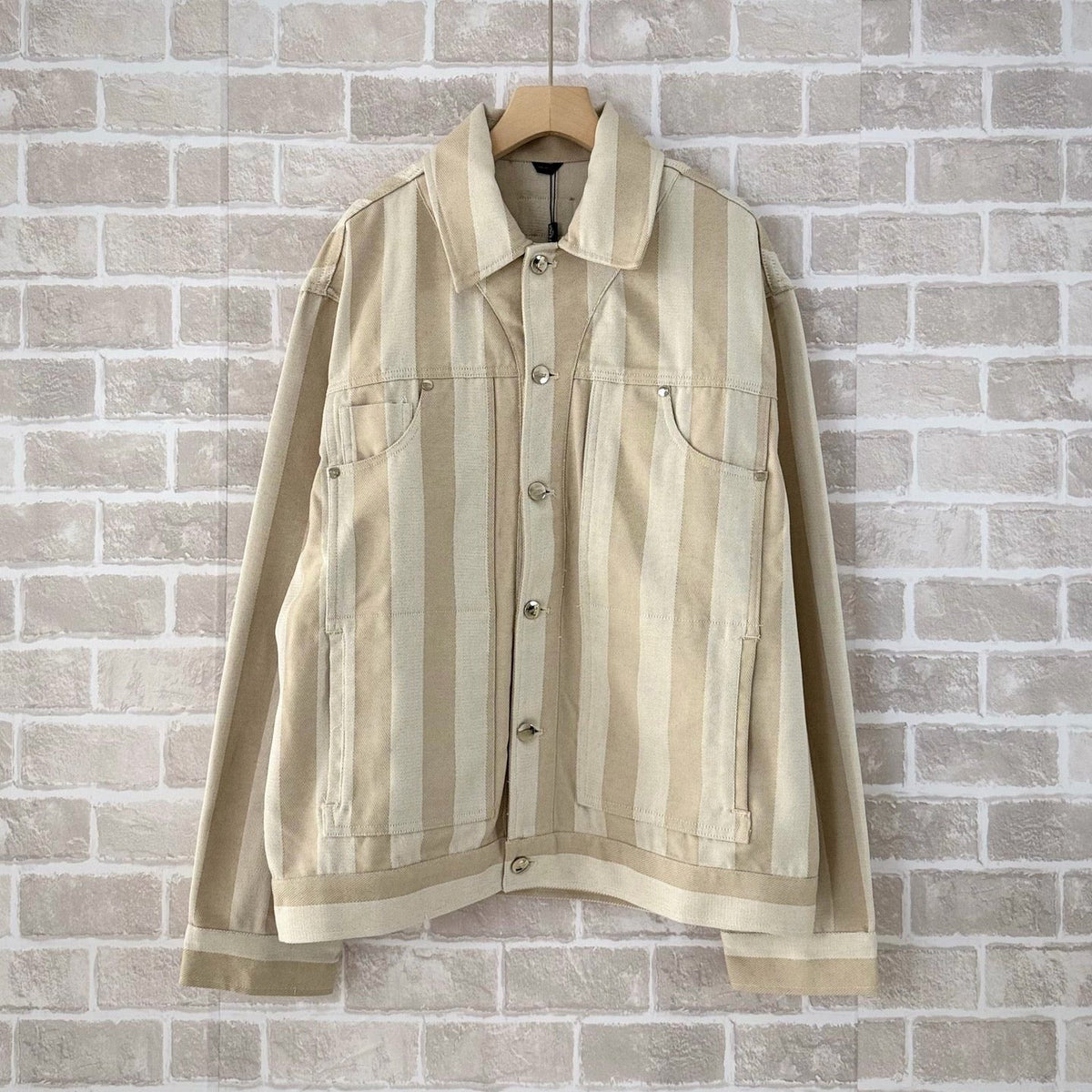 Beige Cotton Plain Trucker - Men's