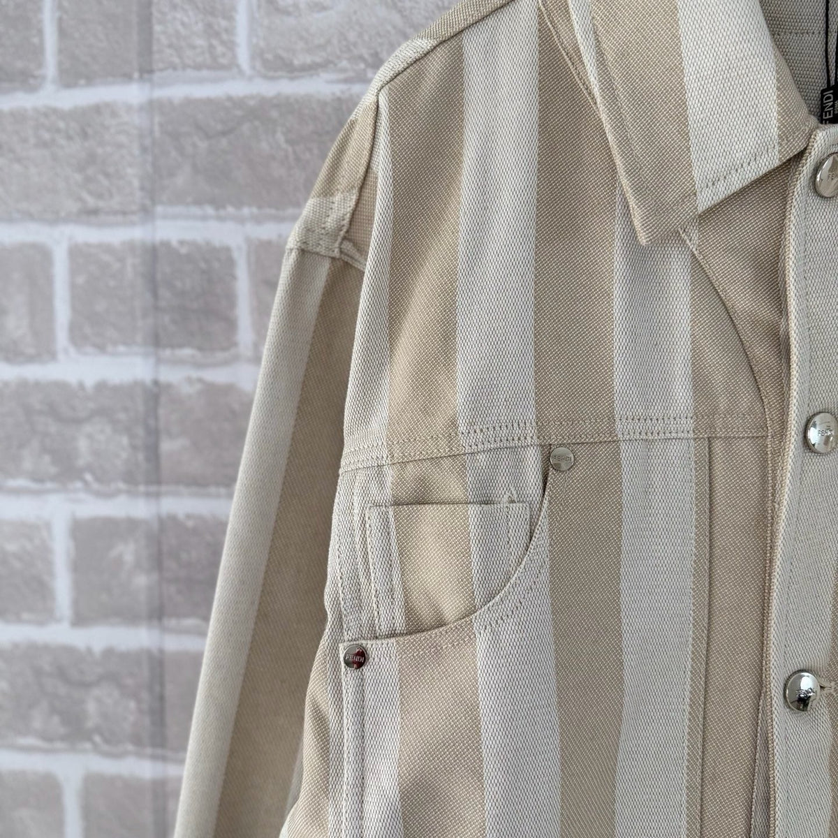 Beige Cotton Plain Trucker - Men's