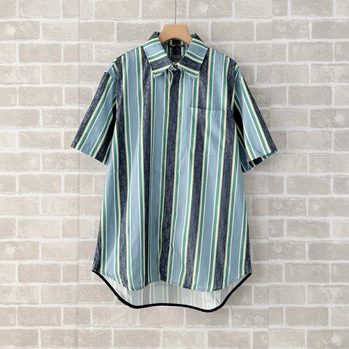Green Cotton Striped Short-Sleeve - Men's