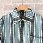 Green Cotton Striped Short-Sleeve - Men's
