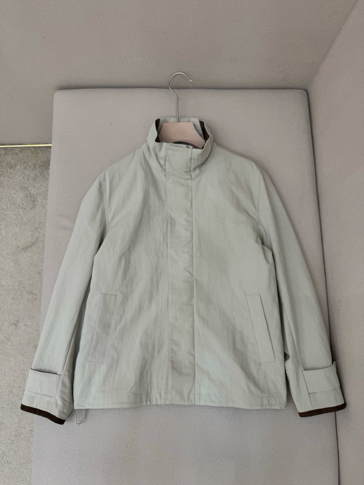 Navy Wool Stand Collar Blouson - Men's