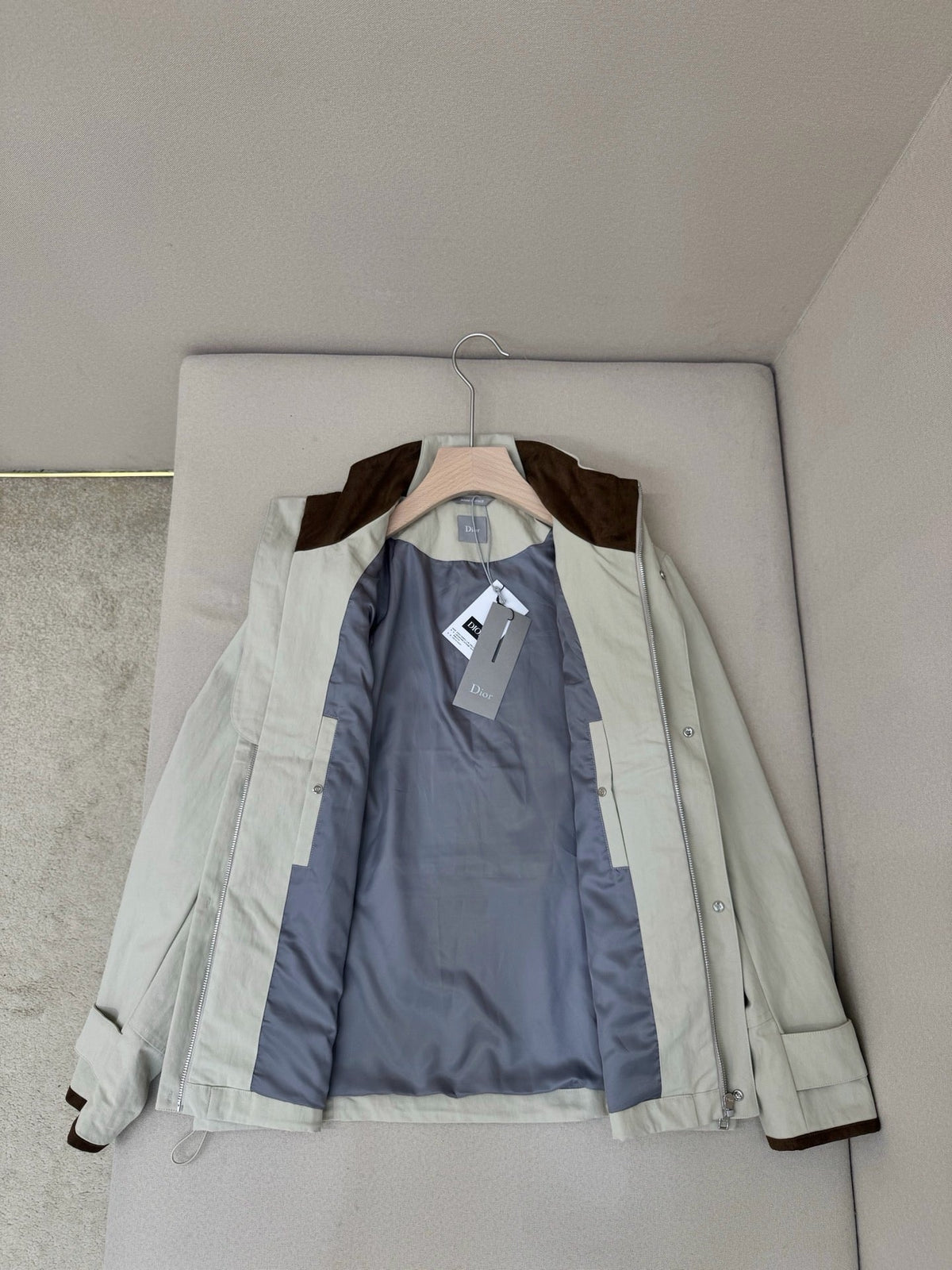 Navy Wool Stand Collar Blouson - Men's