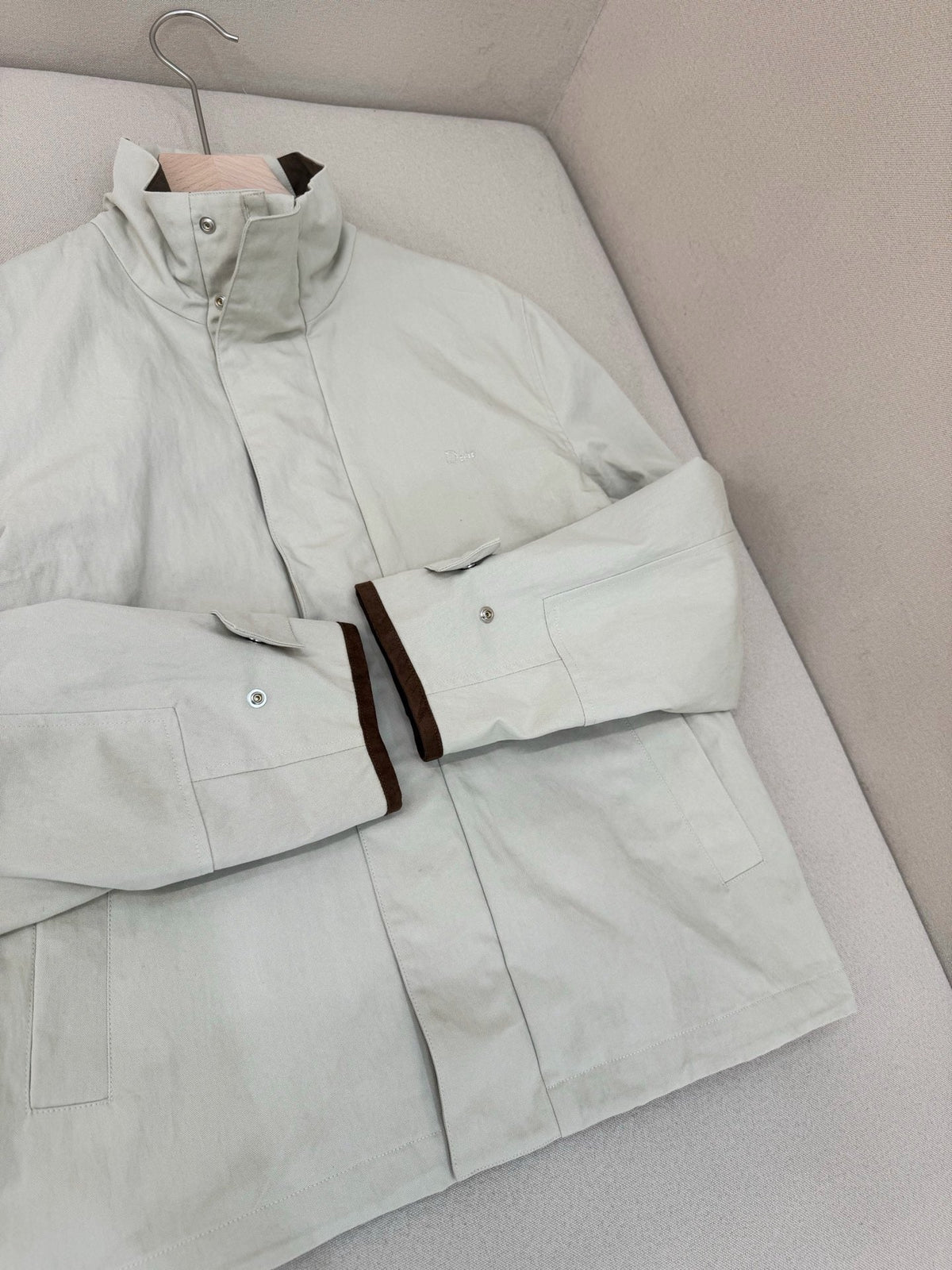 Navy Wool Stand Collar Blouson - Men's