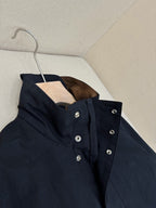 Navy Wool Stand Collar Blouson - Men's