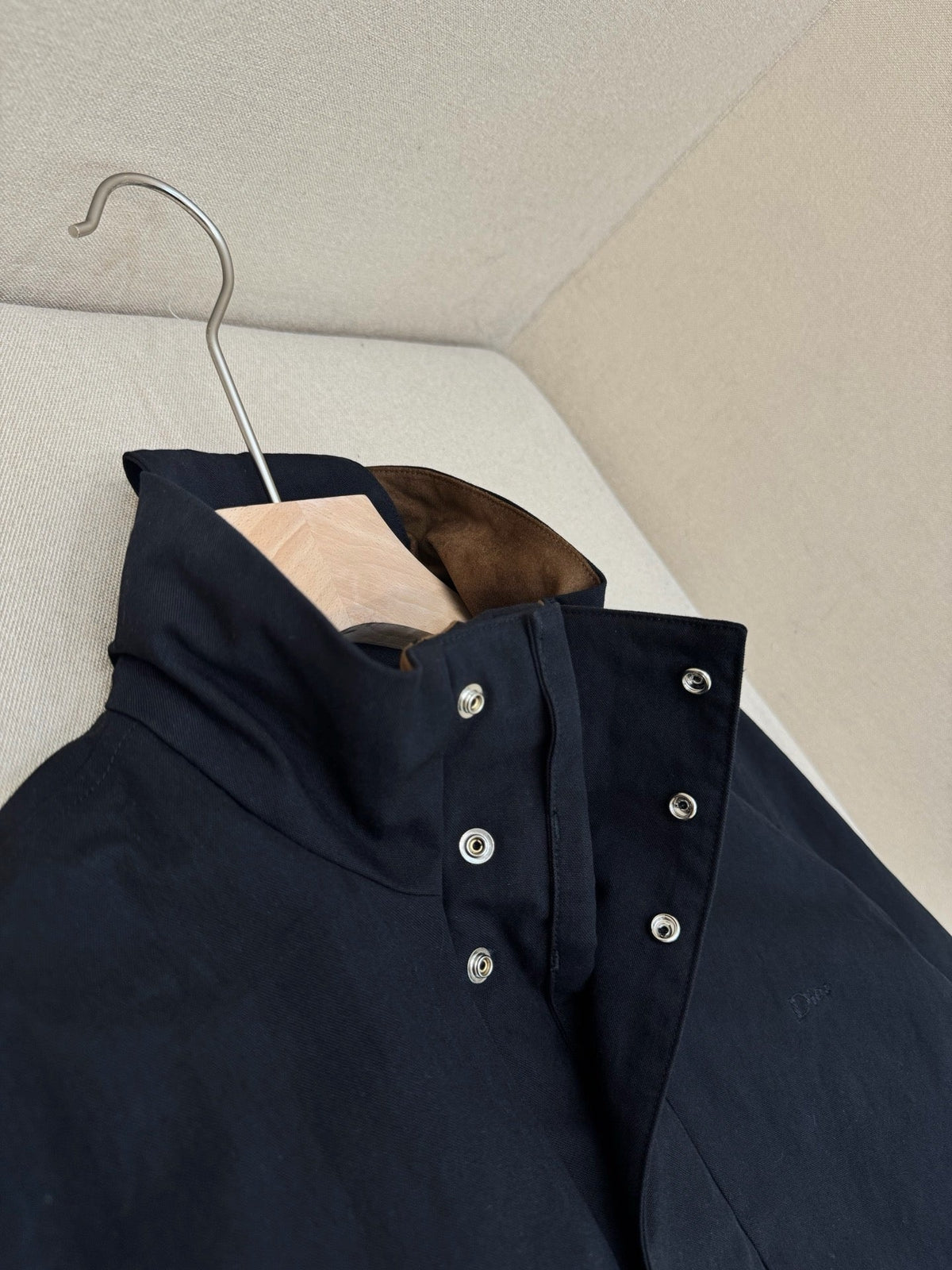 Navy Wool Stand Collar Blouson - Men's