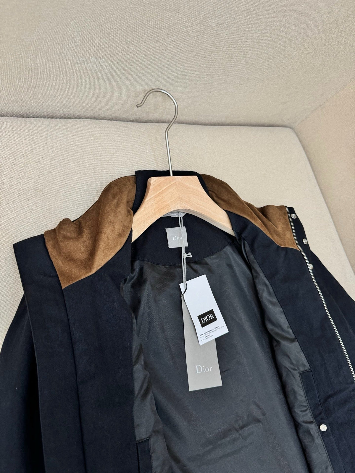 Navy Wool Stand Collar Blouson - Men's